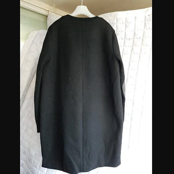 Catherine Malandrino Long Puffer Coat US S 55 KR Goose Down Padding Knit Black - Picture 12 of 14